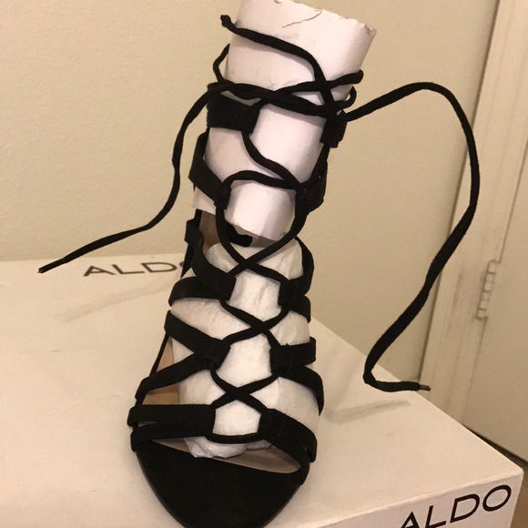 black suede strappy heels